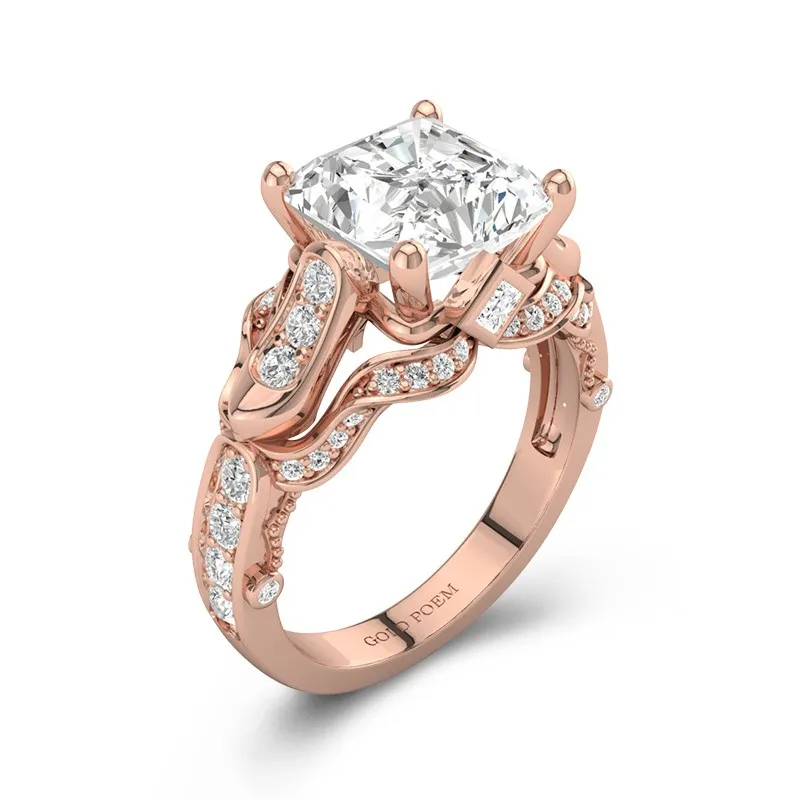 Unique Engagement Rings Glass Slipper And Ribbon 14K Rose Gold