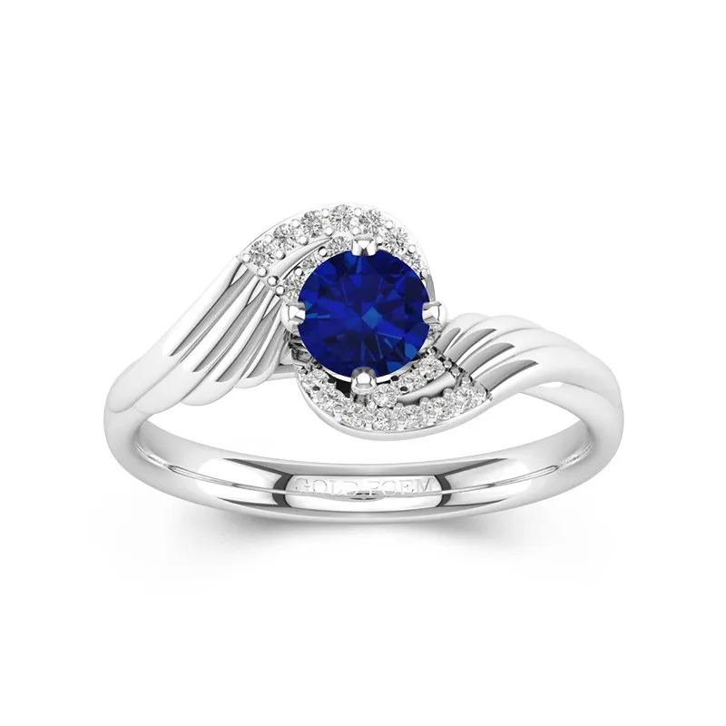 Art Deco Engagement Rings For Her Angel Wing Bypass Ring 14K White Gold