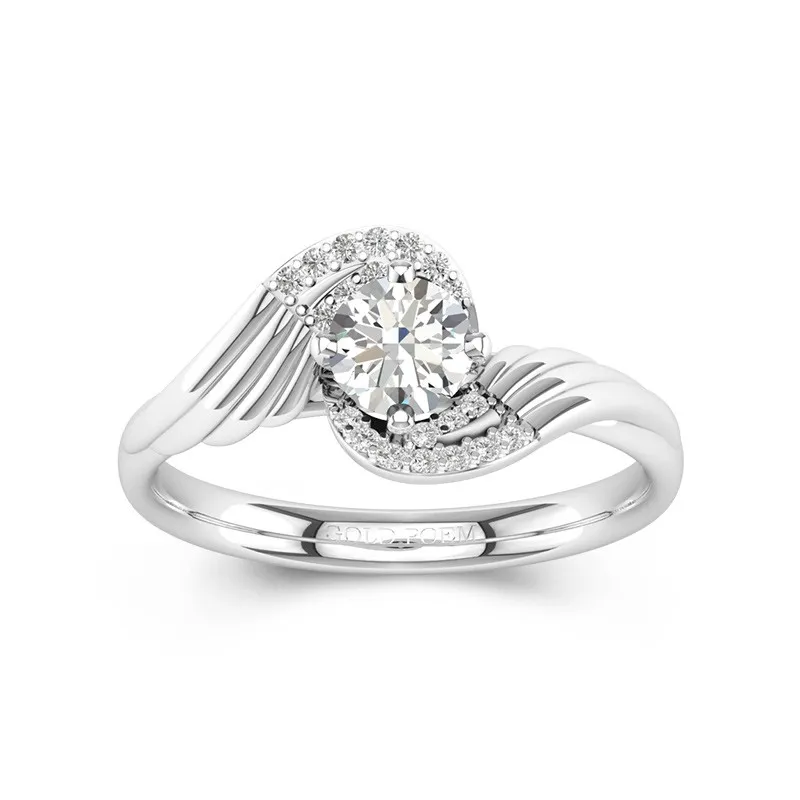 Art Deco Engagement Rings For Her Angel Wing Bypass Ring 14K White Gold