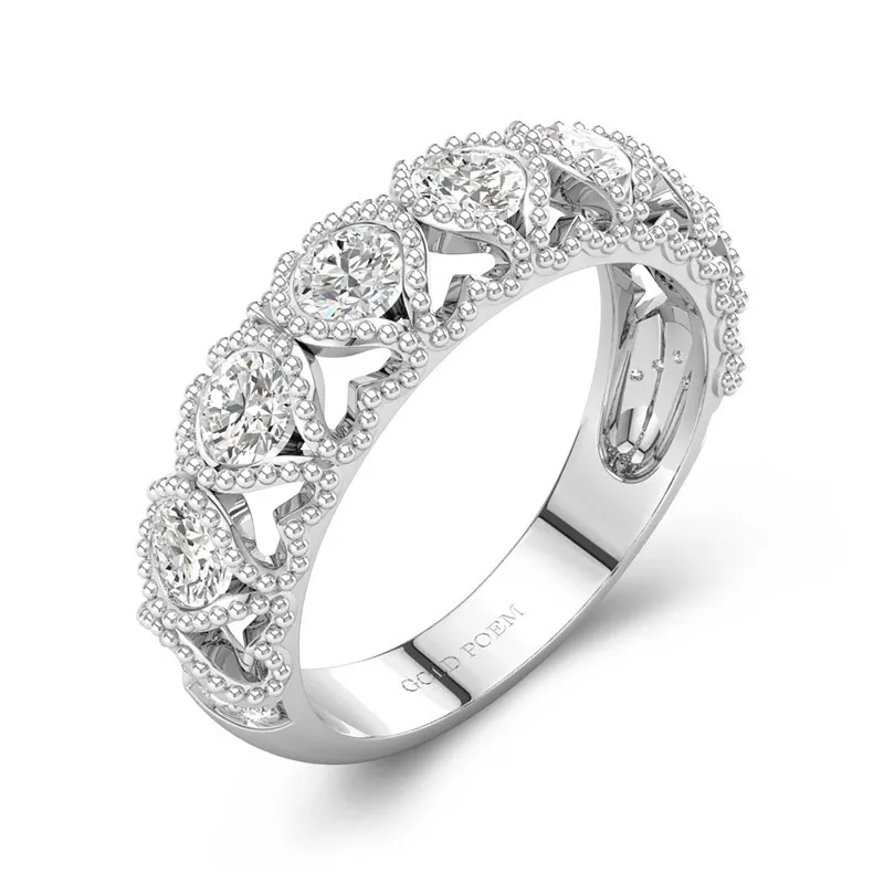 Wedding Bands For Women Half Eternity Band 14K White Gold