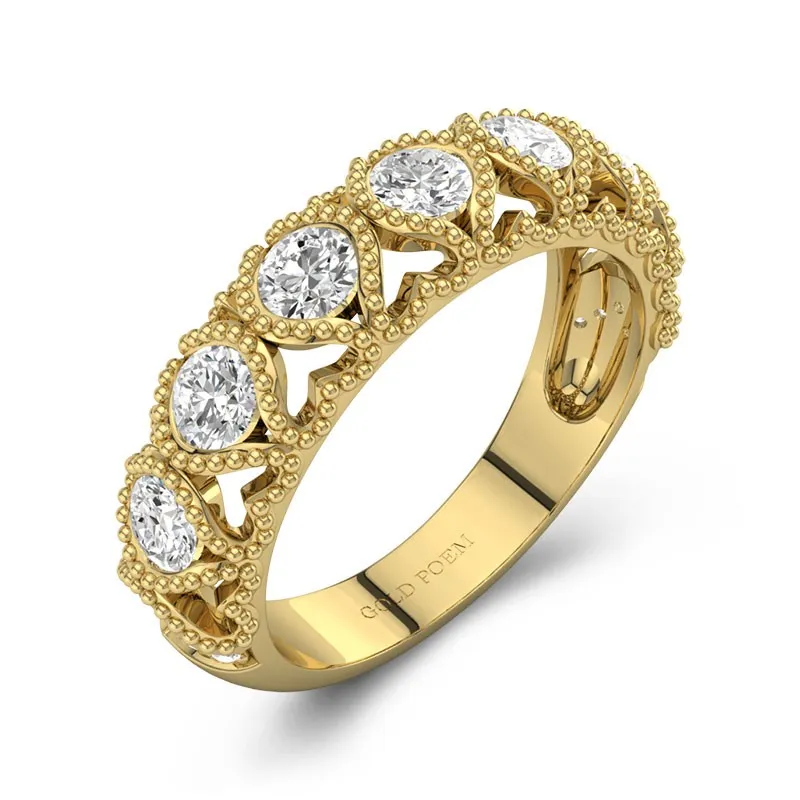 Wedding Bands For Women Half Eternity Band 14K Yellow Gold