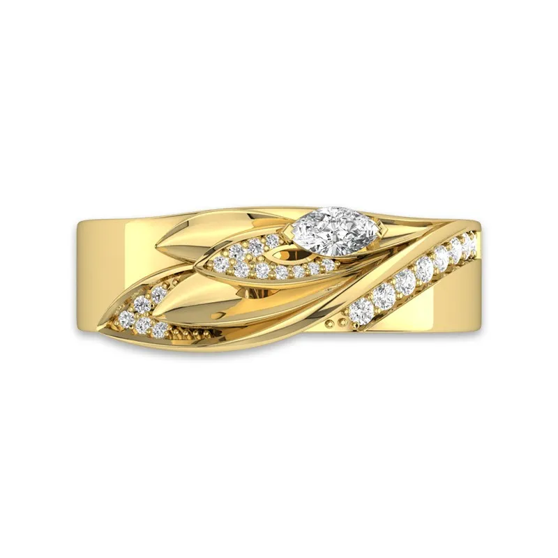 Unique Wedding Bands Angel Wing Wedding Rings 14K Yellow Gold