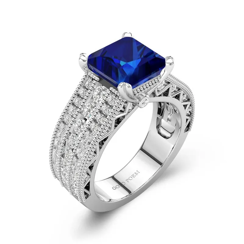 Vintage Engagement Rings With Beaded In Filigree 14K White Gold