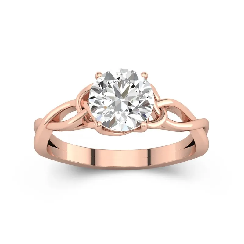 1.5 CT Round Cut Celtic Love Knot Solitaire Moissanite Engagement Ring 14K Rose Gold