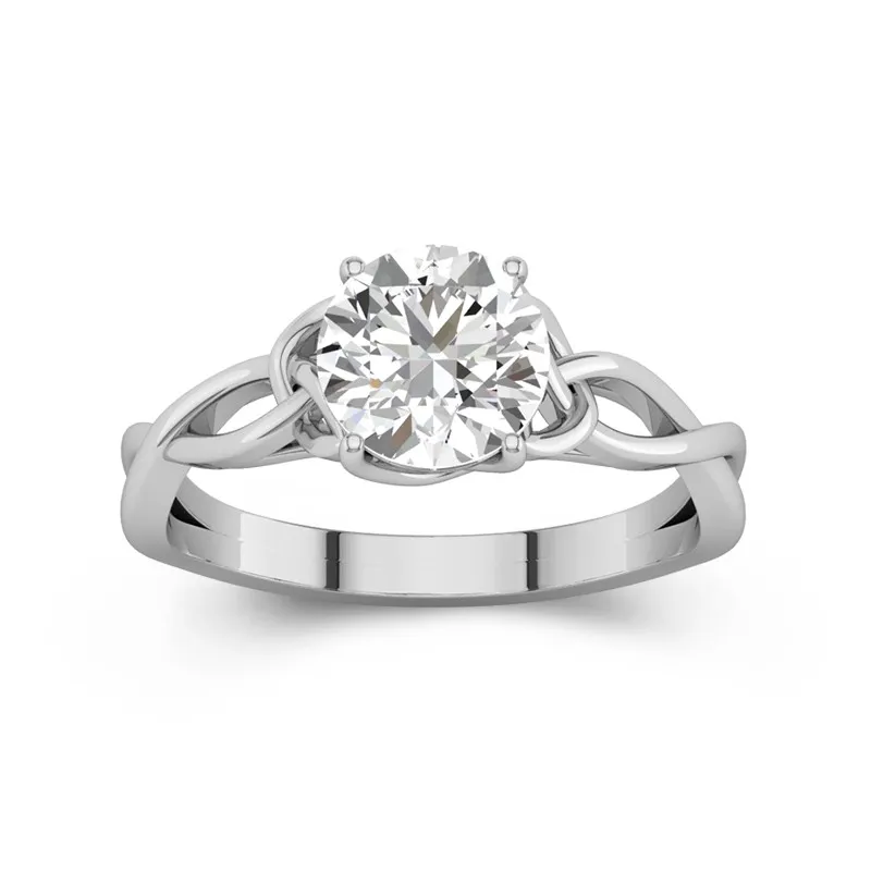 1.5 CT Round Cut Celtic Love Knot Solitaire Moissanite Engagement Ring 14K White Gold
