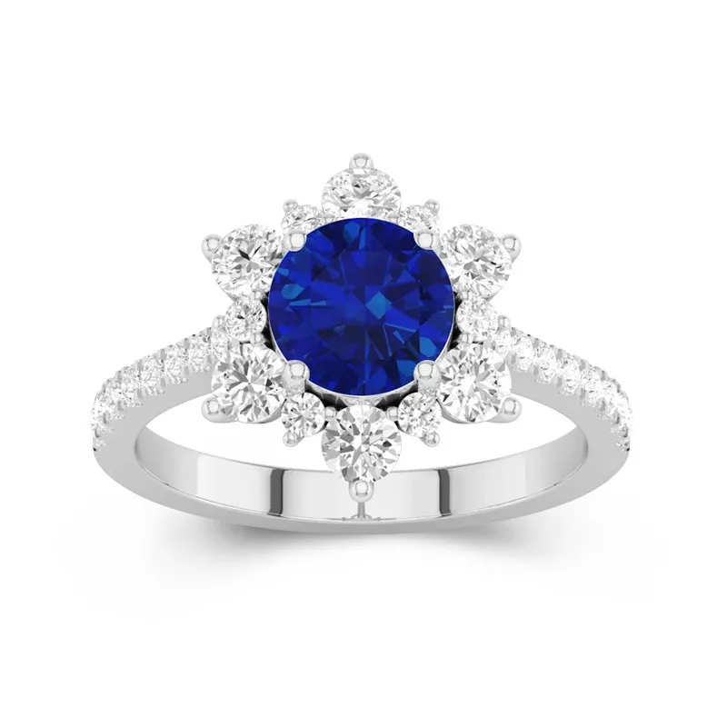 1.2 CT Round Cut Snowflake Unique Engagement 14K White Gold