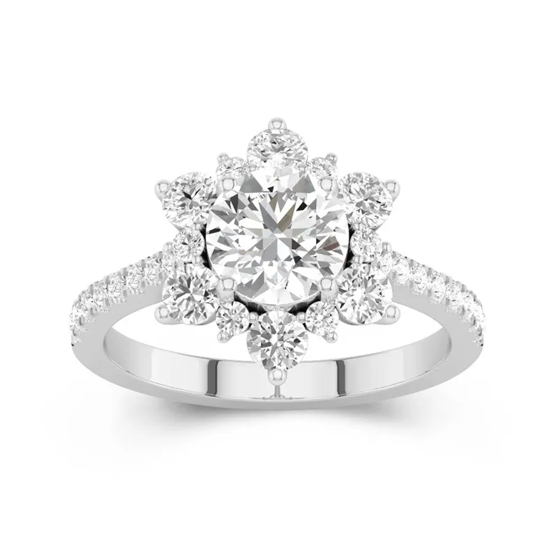 1.2 CT Round Cut Snowflake Unique Engagement 14K White Gold