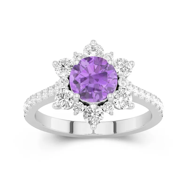 1.2 CT Round Cut Snowflake Unique Engagement 14K White Gold