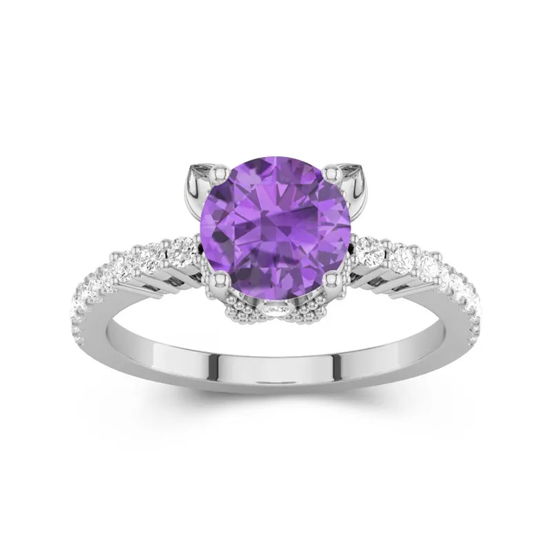 1.5 CT Round Cut Cat Unique Engagement Ring 14K White Gold