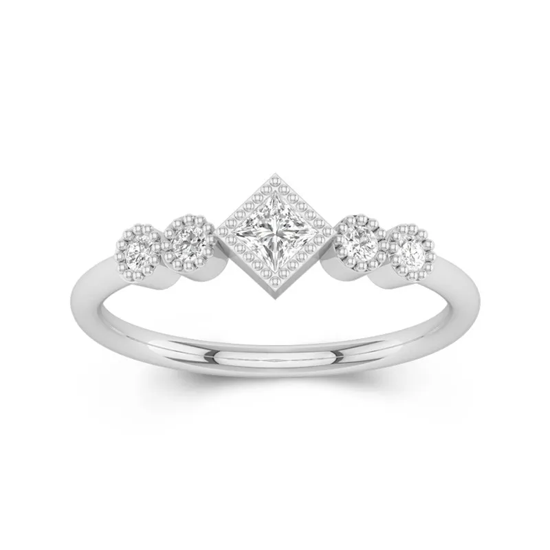 Princess Cut Vintage Art Deco Wedding Rings 14K White Gold