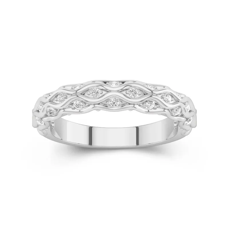 Unique Infinity Stackable Wedding Bands For Women 14K White Gold