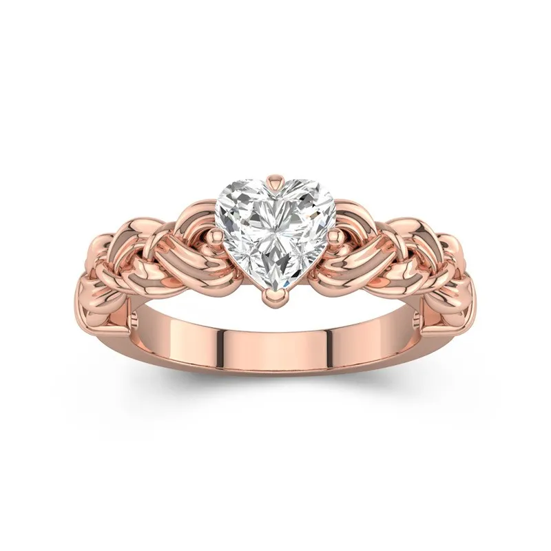 1.2 CT Heart Cut Solitaire Heart Shaped Engagement Ring 14K Rose Gold