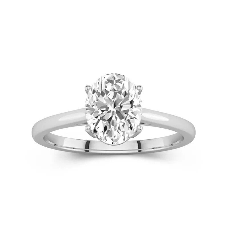 2 CT Oval Cut Moissanite Simple Solitaire Engagment Ring 14K White Gold