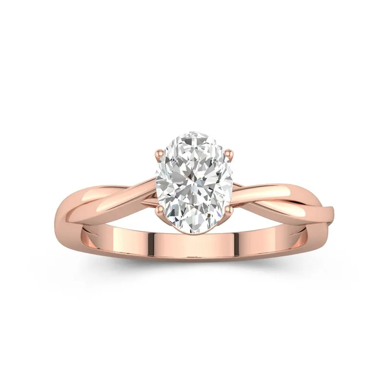 1.5 CT Oval Cut Moissanite Solitaire Twisted Infinity Engagement Ring 14K Rose Gold
