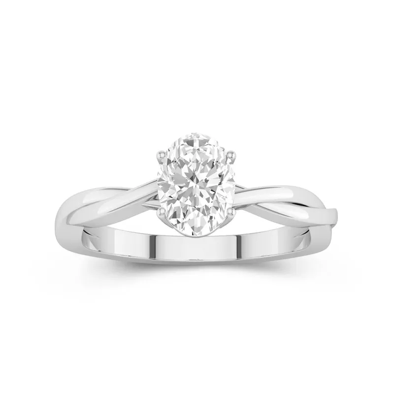 1.5 CT Oval Cut Moissanite Solitaire Twisted Infinity Engagement Ring 14K White Gold