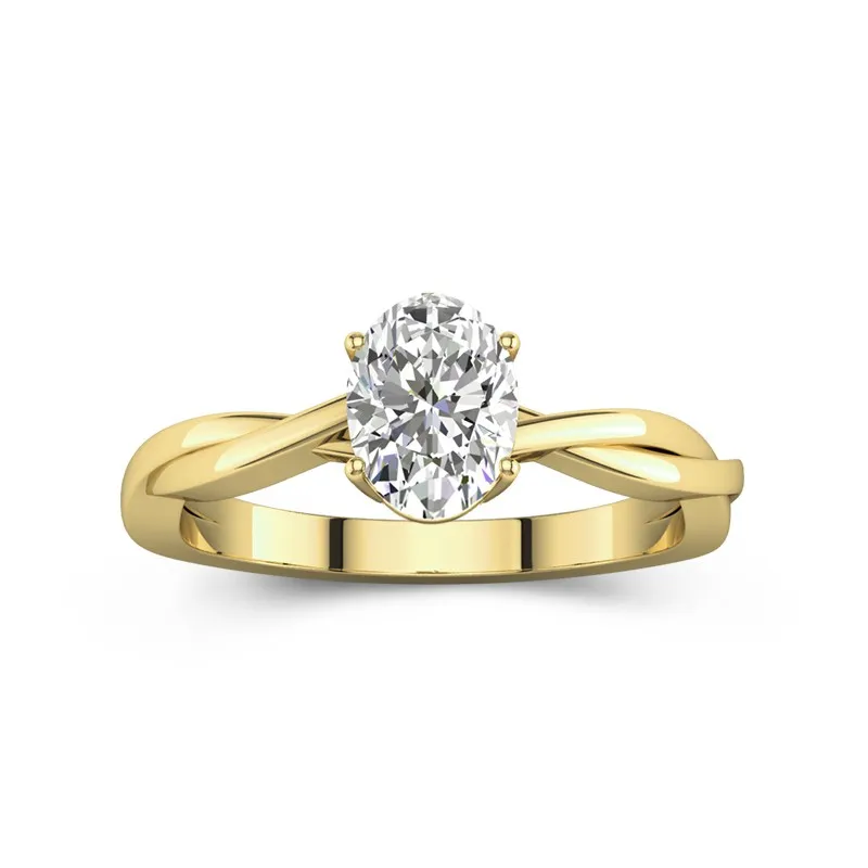 1.5 CT Oval Cut Moissanite Solitaire Twisted Infinity Engagement Ring 14K Yellow Gold