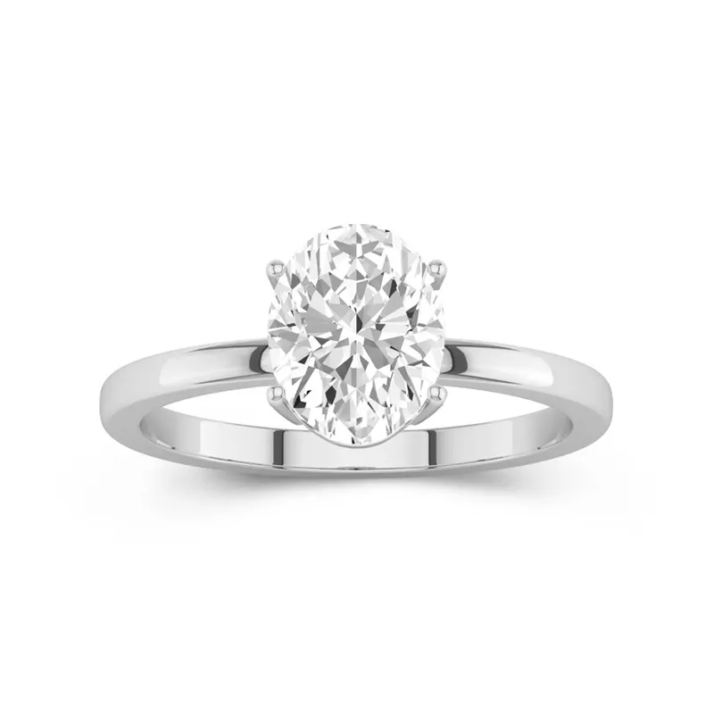 2 CT Oval Cut Moissanite Solitaire 4 Prong Engagement Ring 14K White Gold