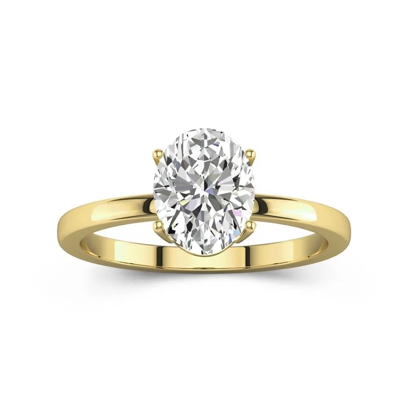 2 CT Oval Cut Moissanite Solitaire 4 Prong Engagement Ring 14K Yellow Gold