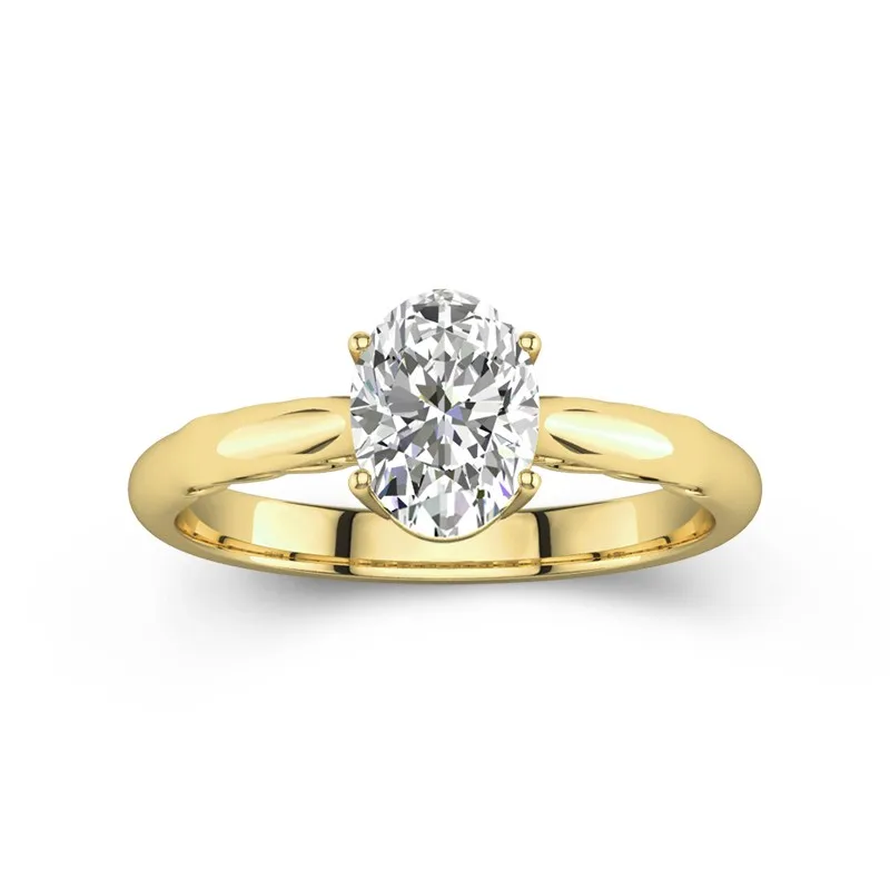 1.5 CT Oval Cut Moissanite Solitaire Infinity Engagement Ring 14K Yellow Gold