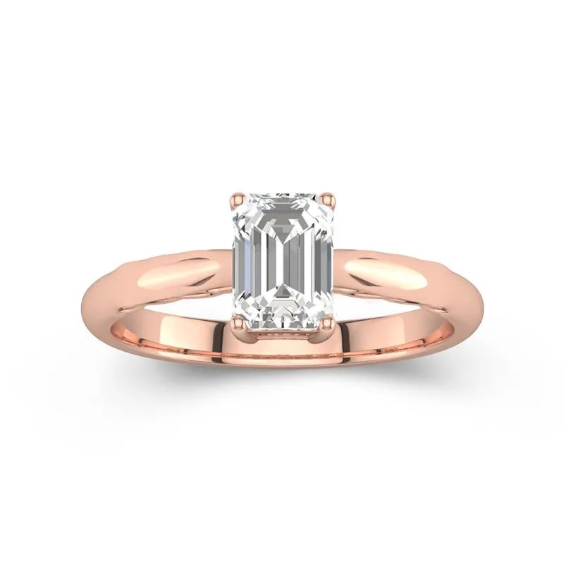 1 CT Emerald Cut Moissanite Infinity Solitaire Engagement Ring 14K Rose Gold