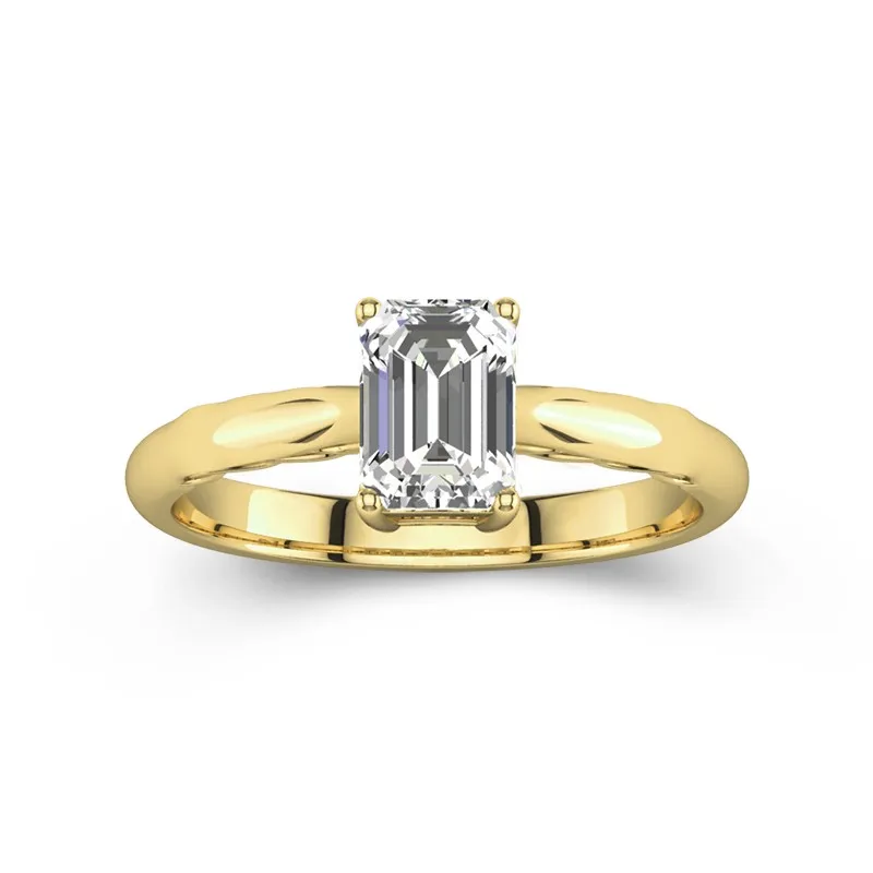 1 CT Emerald Cut Moissanite Infinity Solitaire Engagement Ring 14K Yellow Gold