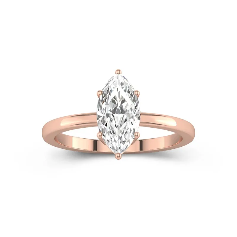 2 CT Marquise Cut Moissanite 6 Prong Solitaire Engagement Ring 14K Rose Gold