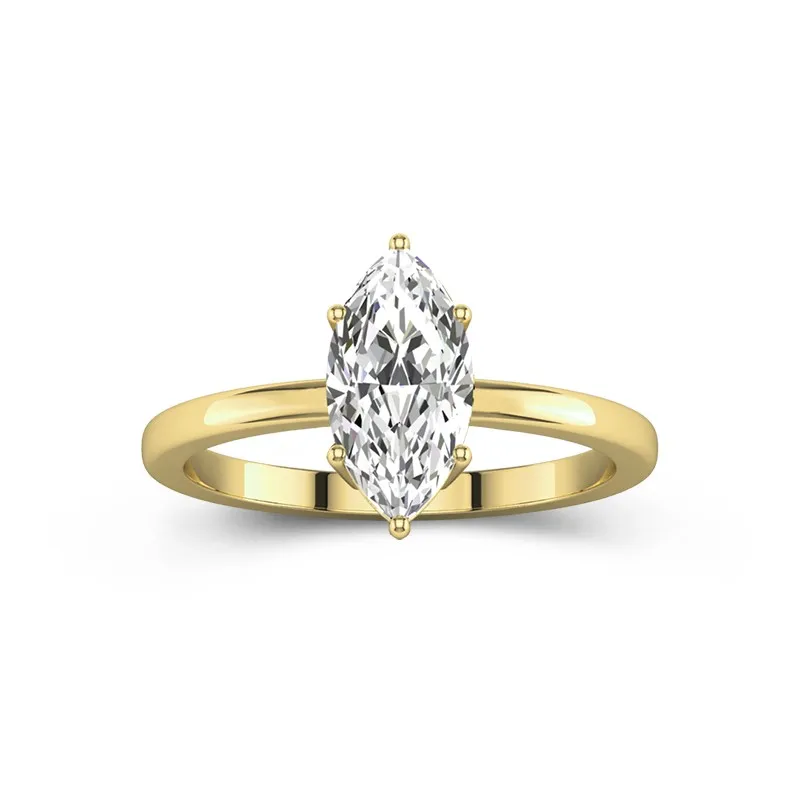 2 CT Marquise Cut Moissanite 6 Prong Solitaire Engagement Ring 14K Yellow Gold