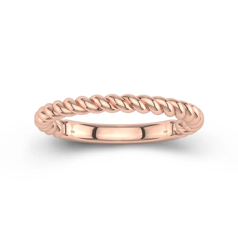 Twisted Rope Wedding Bands For Women 14K Rose Gold
