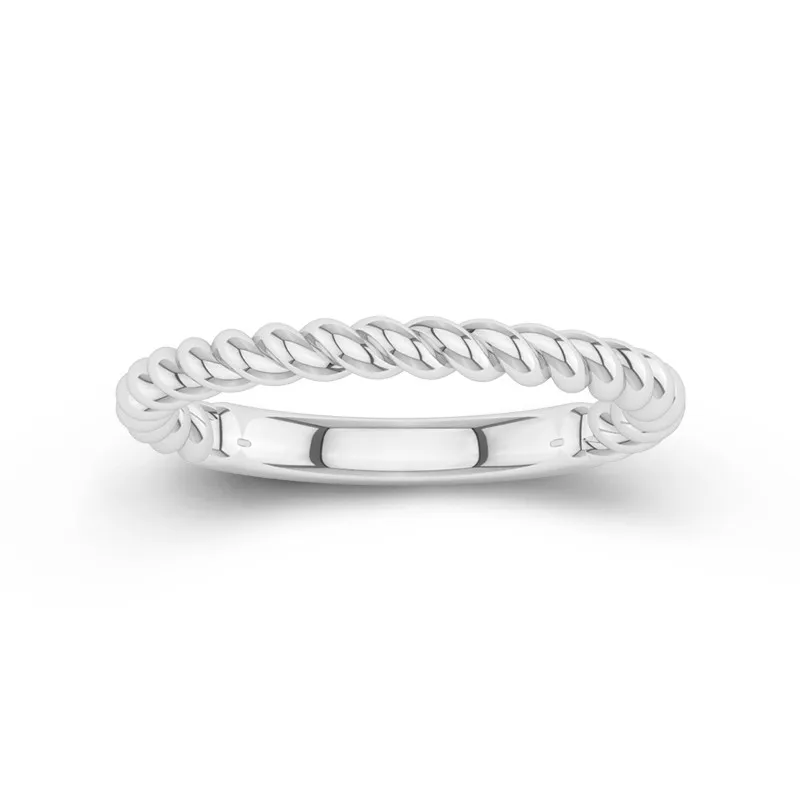 Twisted Rope Wedding Bands For Women 14K White Gold