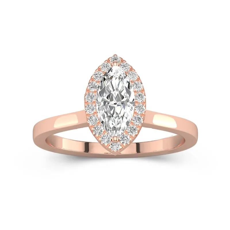 1 CT Marquise Cut Moissanite Solitaire Engagement Ring Classic Style 14K Rose Gold