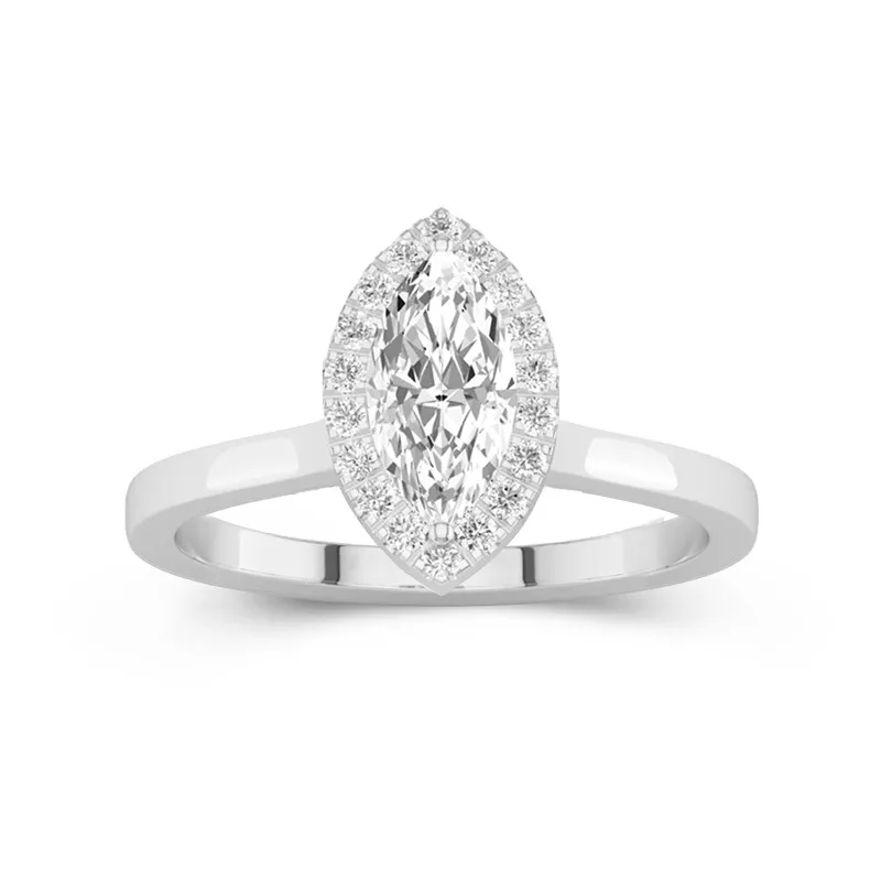 1 CT Marquise Cut Moissanite Solitaire Engagement Ring Classic Style 14K White Gold