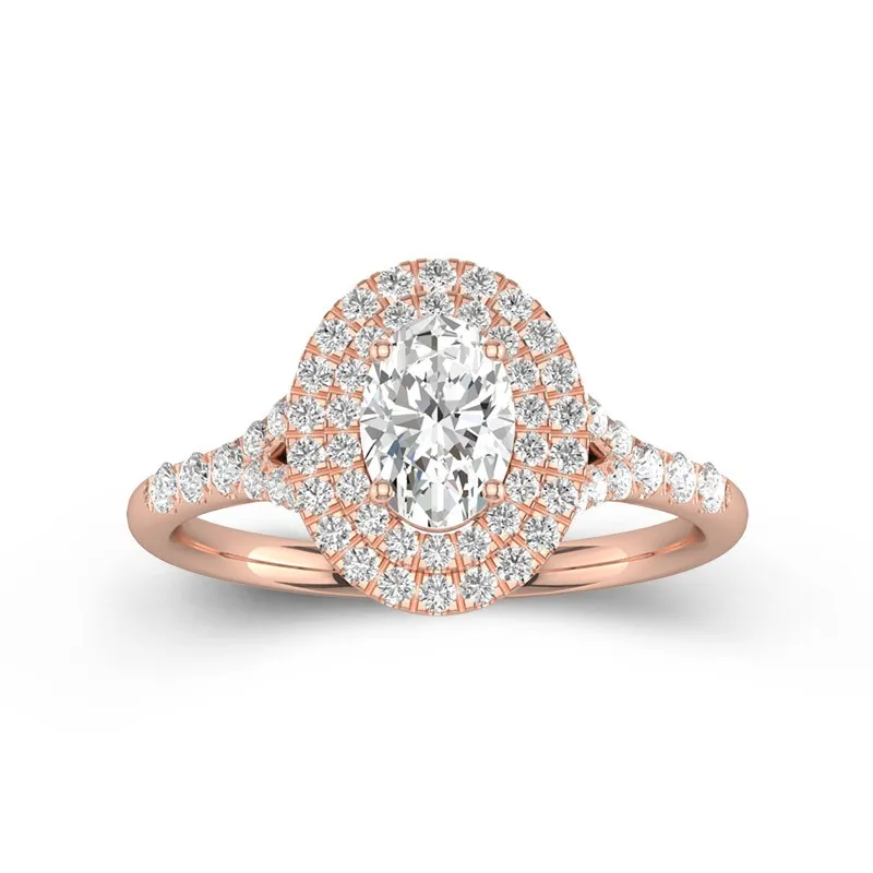 Oval Cut 1 CT Moissanite Customize Engagement Ring For Women 14K Rose Gold