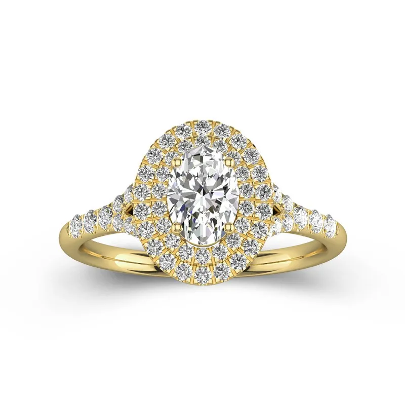 Oval Cut 1 CT Moissanite Customize Engagement Ring For Women 14K Yellow Gold