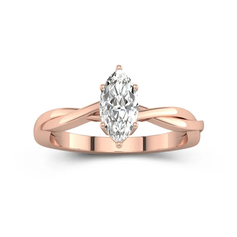 1 CT Marquise Cut Solitaire Twisted Engagement Ring Simple Style 14K Rose Gold