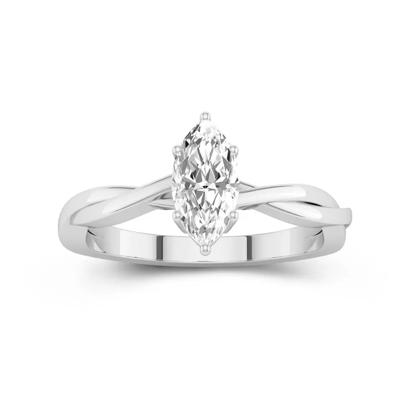 1 CT Marquise Cut Solitaire Twisted Engagement Ring Simple Style 14K White Gold