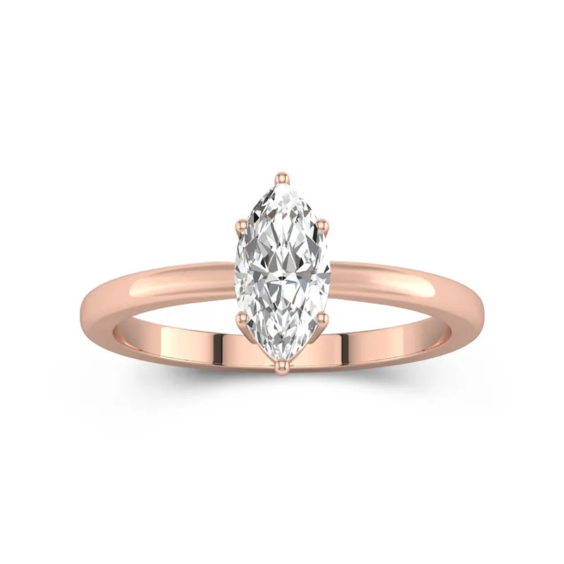 1 CT Marquise Cut Moissanite Solitaire Engagement Wedding Ring For Women 14K Rose Gold