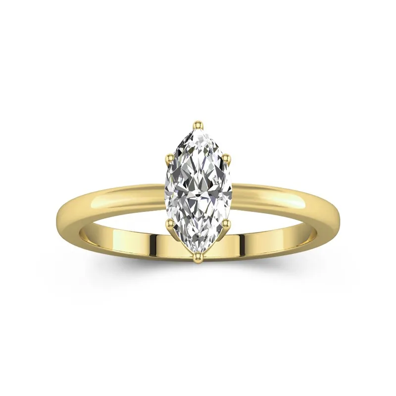 1 CT Marquise Cut Moissanite Solitaire Engagement Wedding Ring For Women 14K Yellow Gold