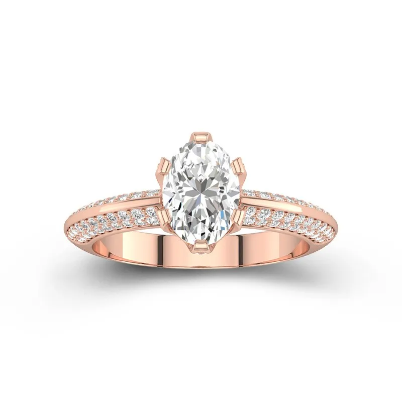 1.5 CT Oval Cut Womens Engagement Ring Four-prong Setting 14K Rose Gold