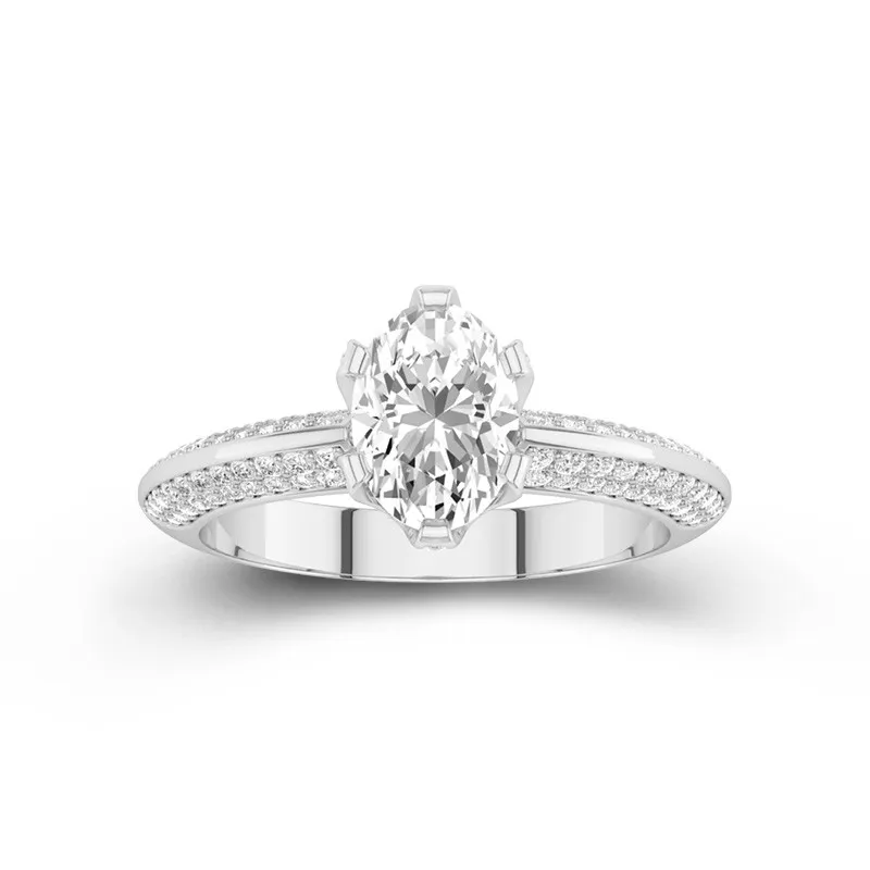 1.5 CT Oval Cut Womens Engagement Ring Four-prong Setting 14K White Gold