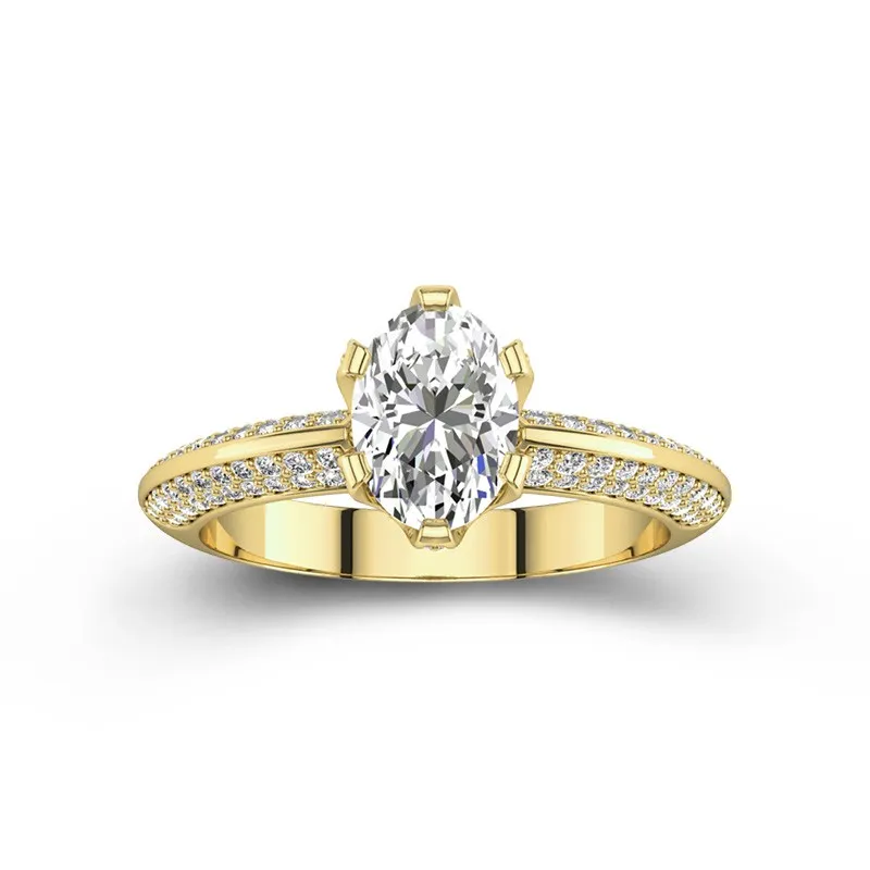 1.5 CT Oval Cut Womens Engagement Ring Four-prong Setting 14K Yellow Gold