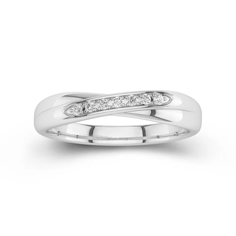 Half Infinity Ring Band For Women Simple Style For Wedding 14K White Gold