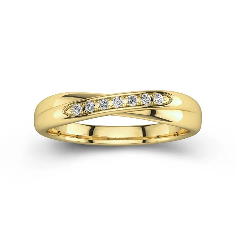 Half Infinity Ring Band For Women Simple Style For Wedding 14K Yellow Gold