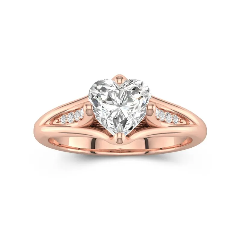 1.5 CT Heart Cut Moissanite Engagement Ring For Women in Classic Style 14K Rose Gold