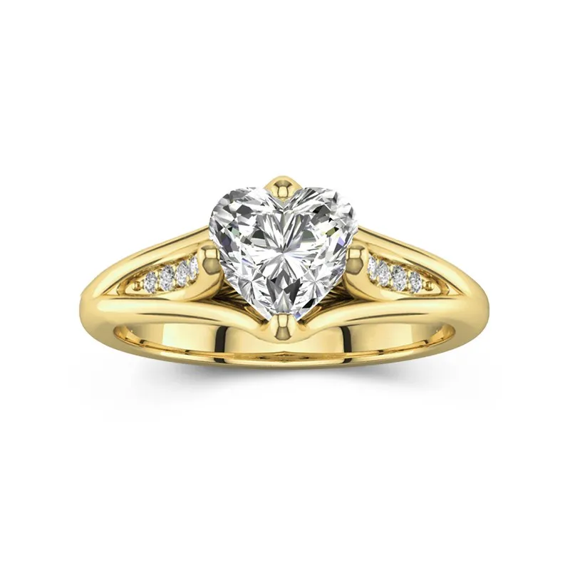 1.5 CT Heart Cut Moissanite Engagement Ring For Women in Classic Style 14K Yellow Gold