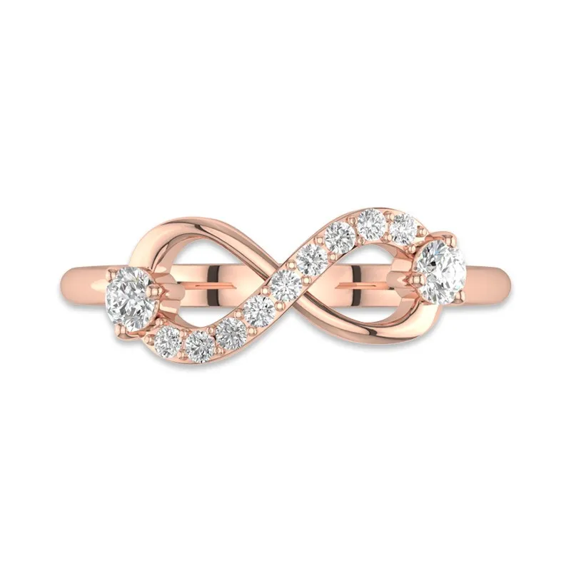Classic Infinity Minimalist Promise Ring For Women 14K Rose Gold