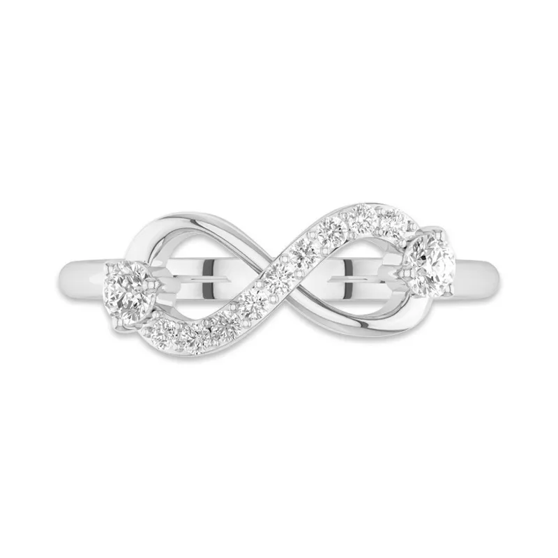 Classic Infinity Minimalist Promise Ring For Women 14K White Gold