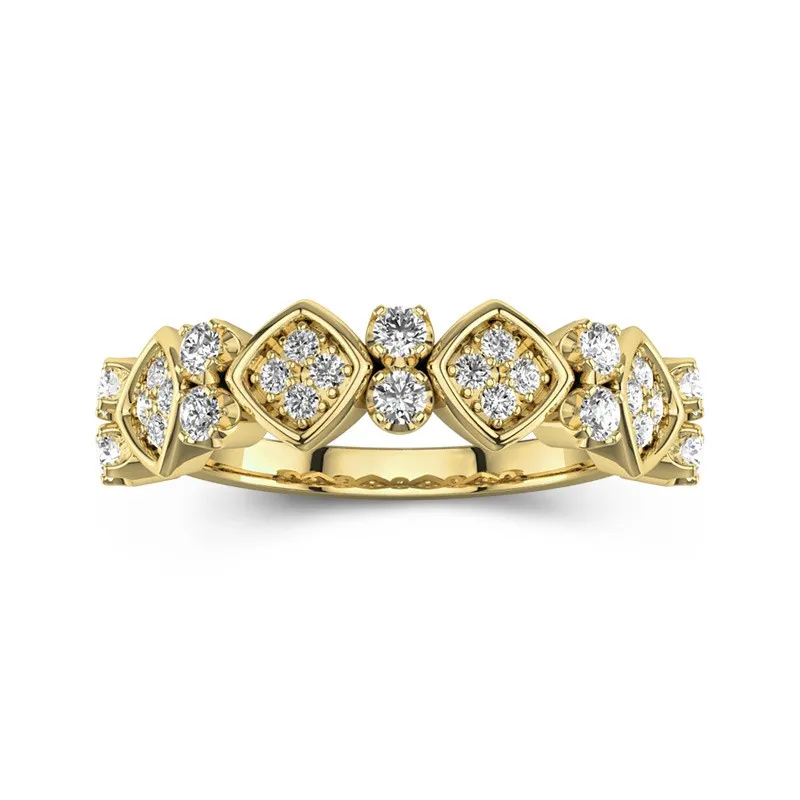 Custom Wedding Band For Women in Gold Pave Style-GOLDPOEM 14K Yellow Gold