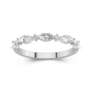 Simple Unique Half Eternity Wedding Ring 14K White Gold